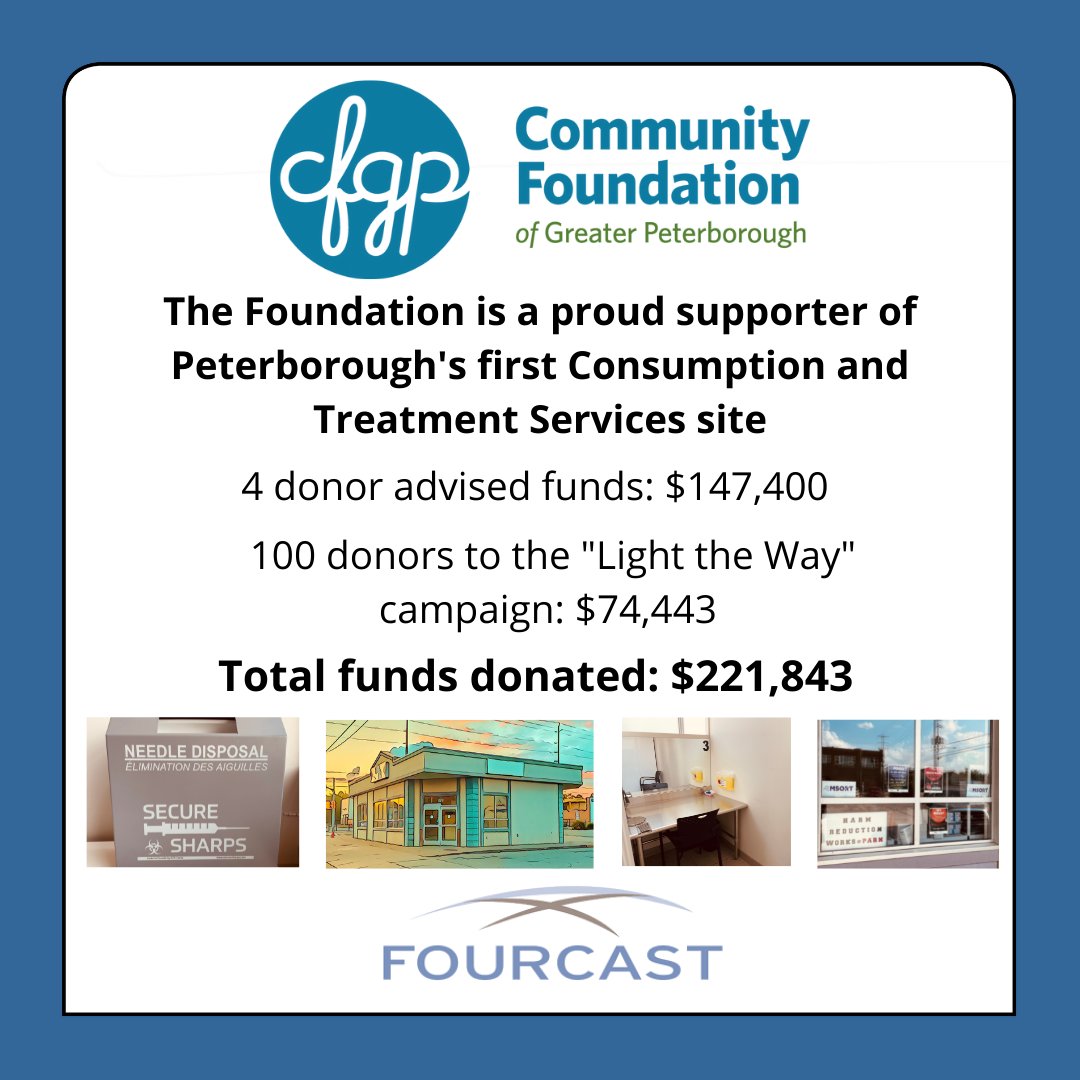CF_GreaterPTBO's tweet photo. We're proud supporters of the CTS site run by @Fourcastweets at the former Greyhound terminal in PTBO. We believe that together, we can build an equitable and vibrant community for everyone. That includes people struggling with addictions. #EquitableCommunities #HarmReduction https://t.co/DF7dSDJbh9