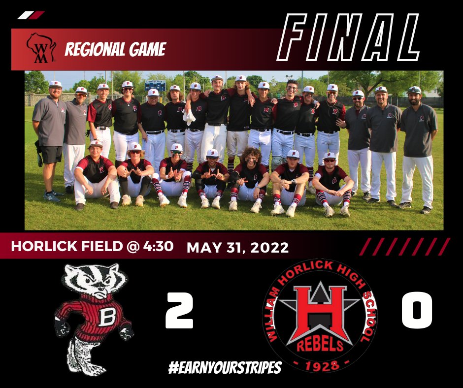 LGBadgerBSBL's tweet photo. Badger moves on behind the arms of @tyler_dele 5.0IP 2H 5BB 9K &amp; @SamPBaseball 2IP 2H 1BB 4K to combine for a Regional win over Horlick.  @ParentMason 2-3 2B RBI scored @tyler_dele 1-3 in the 2nd &amp; @Blakeley_wade 1-3 RBi added one in the 6th. #earnyourstripes https://t.co/qBi6NXYcsP
