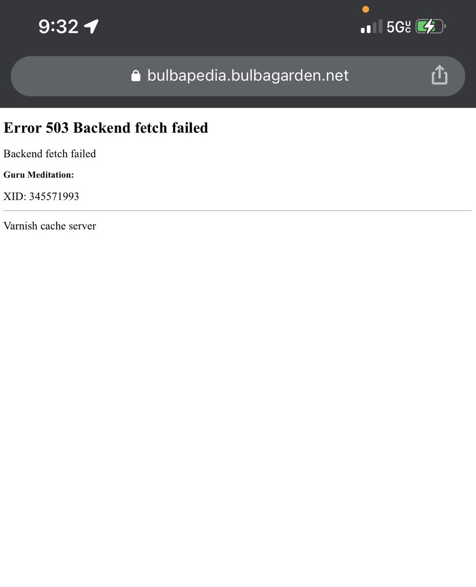Marrob_1's tweet photo. hey @Bulbapedia is anyone else having issues with the website I keep getting a code 503 https://t.co/H7Q4nQO11O