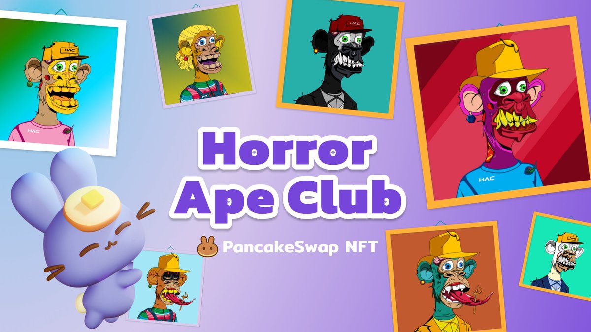 PancakeSwap's tweet photo. 🎉 The Horror Ape Club #NFT collection by @HorrorApes is now live for trading on PancakeSwap NFT Market!

👻🖼️👉 https://t.co/dEvA0SNaBR https://t.co/YCsKrRHgKg