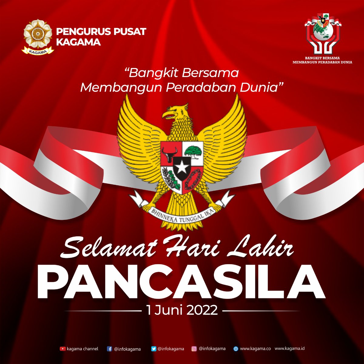 Selamat Hari Lahir Pancasila 1 Juni..Mari bangkit bersama untuk membangun peradaban dunia.