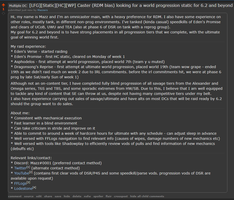 MazzXIV's tweet photo. I'm looking for a world progression group for the 6.2 tier and beyond - https://t.co/sk0f3FljoD https://t.co/MmMEMOODQ0
