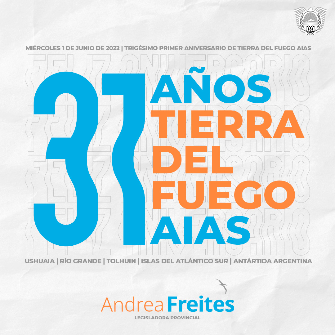 AndreFreitesTDF's tweet photo. ¡FELIZ ANIVERSARIO #TIERRADELFUEGO! ❤️🇦🇷

Hace 31 años se instauraba de manera oficial nuestra querida provincia N°23. Saludo en este nuevo aniversario a los vecinos que a diario engrandecen a nuestra querida #TierradelFuego, Antártida e Islas del Atlántico Sur.

#AndreaFreites https://t.co/ji7HiGOTt4
