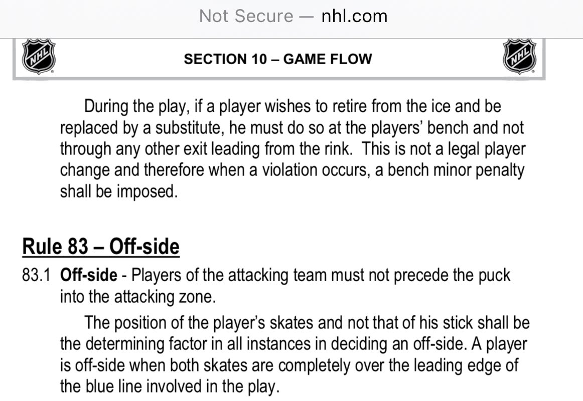 RyanMaguhn's tweet photo. @RonMacLeanHTH @Sportsnet @EdmontonOilers Hey! Remember that time the official rules included something about carrying the puck for offsides?  Neither do I. https://t.co/rBJXEGT1E5