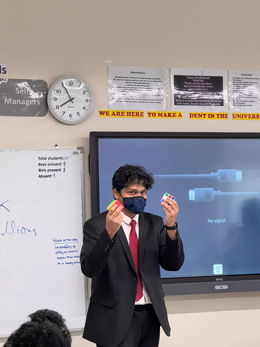 Yash_Sri2005's tweet photo. Yesterday the class of #12D celebrated #MathWeek by doing various activities which involved shuffling of Rubik's Cubes and solved by @AdithyanSathya2 and me,  words by numbers, and quizziz. @gemsnms_alkhail @GNMS_Tigers @Fatima_Martin @TeresaRusten @pallavi_p23 @TVattipally https://t.co/I8UElXUFhl