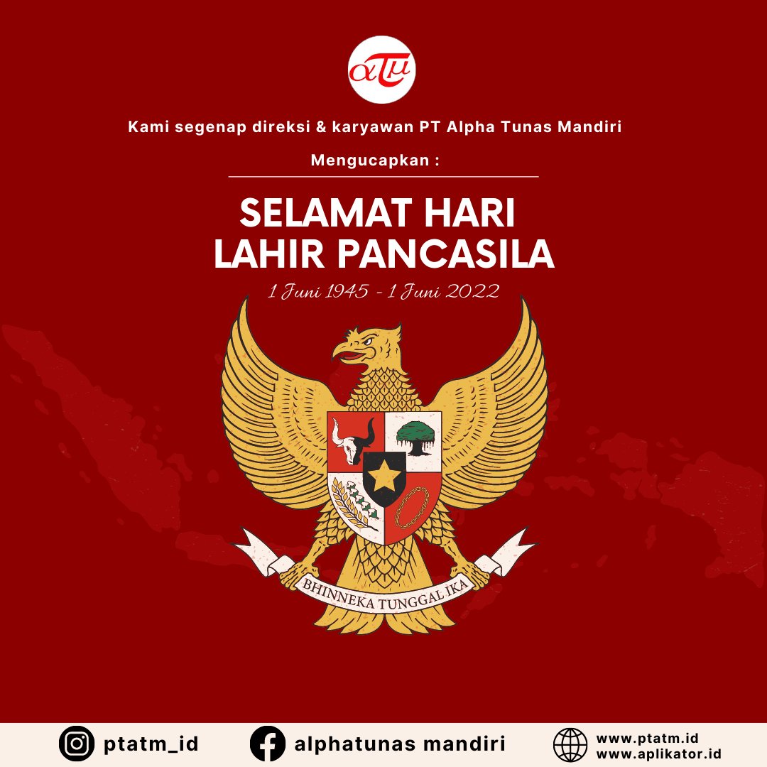 alphatunas's tweet photo. Pancasila lahir menjadi simbol negara Indonesia sebagai perwujudan dari keberagaman yang ada. Selamat Hari Lahir Pancasila 1 Juni 2022.

#harilahirpancasila
#pancasila
#indonesia
#pancasiladay https://t.co/WheWLXPWrz