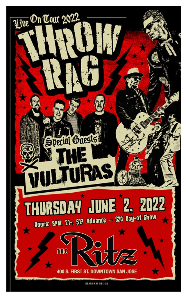 TheRitzSJ's tweet photo. โก THROW RAG โก
The Vulturas
THIS THURSDAY // 06.02.22 // 8PM // 21+
๐ซ https://t.co/J0pv7KLV84 ๐ซ
#throwrag @throwrag #thevulturas #punk #rocknroll #theritzsj #sanjose #dtsj #sofadistrict https://t.co/DsZWlHUAaP