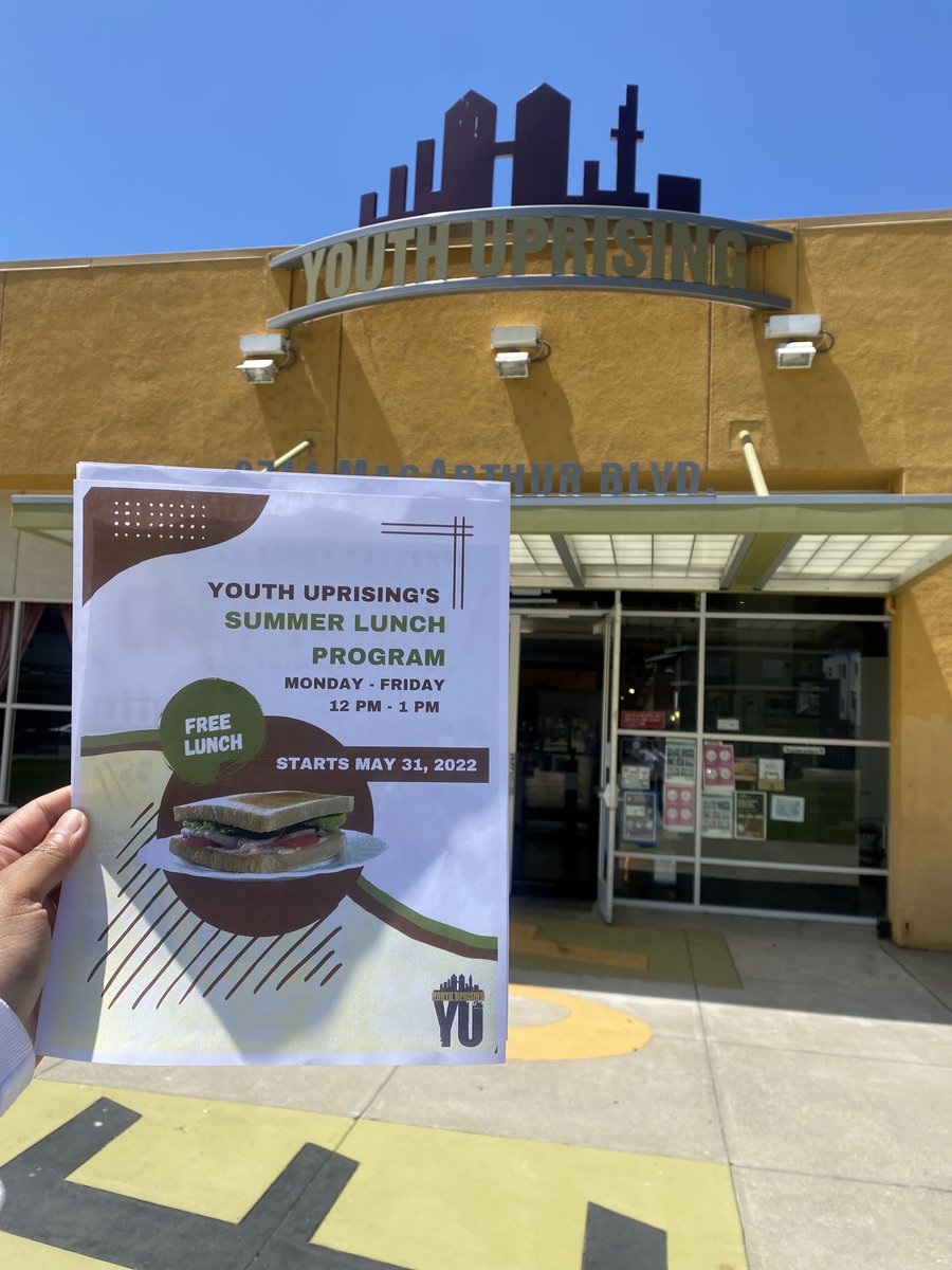 Did you know our SUMMER LUNCH 
PROGRAM BEGAN TODAY?

Every day between 12-1PM we will be passing our 
FRESH FREE LUNCH. 

Be sure to stop by and grab yourself a meal!

#thingstodoinoaklandca #eastoakland #free 
#youthuprising #communityfirst