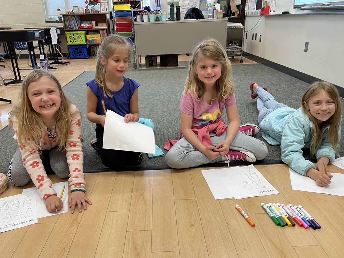 SFAS3_4Grade's tweet photo. These step-by-step guided drawings of ice cream cones with our 1st grade buddies got us talking about our favorite ice cream flavors and toppings! #sfas @IISSFAS https://t.co/sT1pbbASun