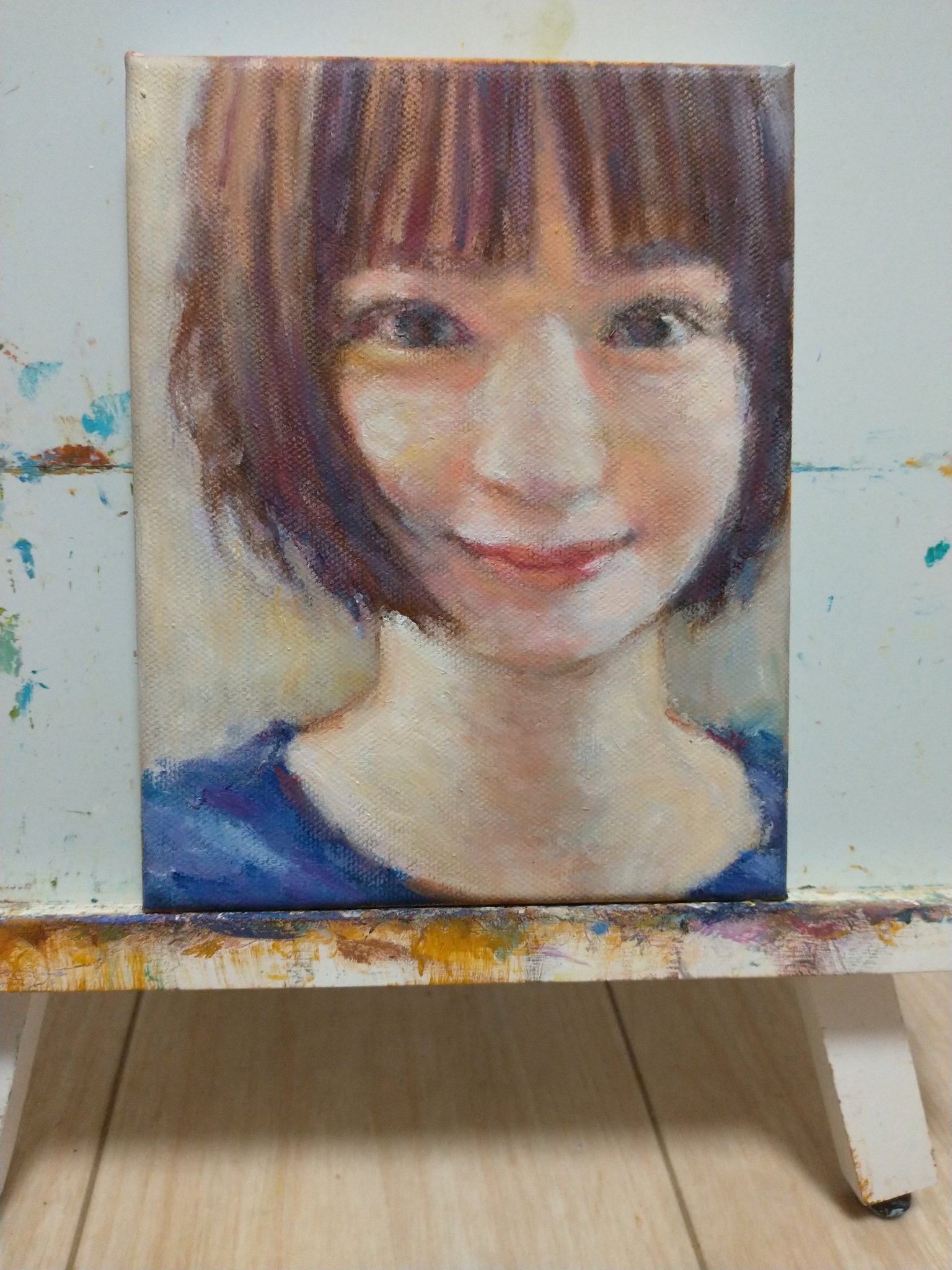 コザクラインコと女性 S8 油彩画 人物画 絵画 コザクラインコと女性 S8 油彩画 人物画 絵画 コザクラインコ