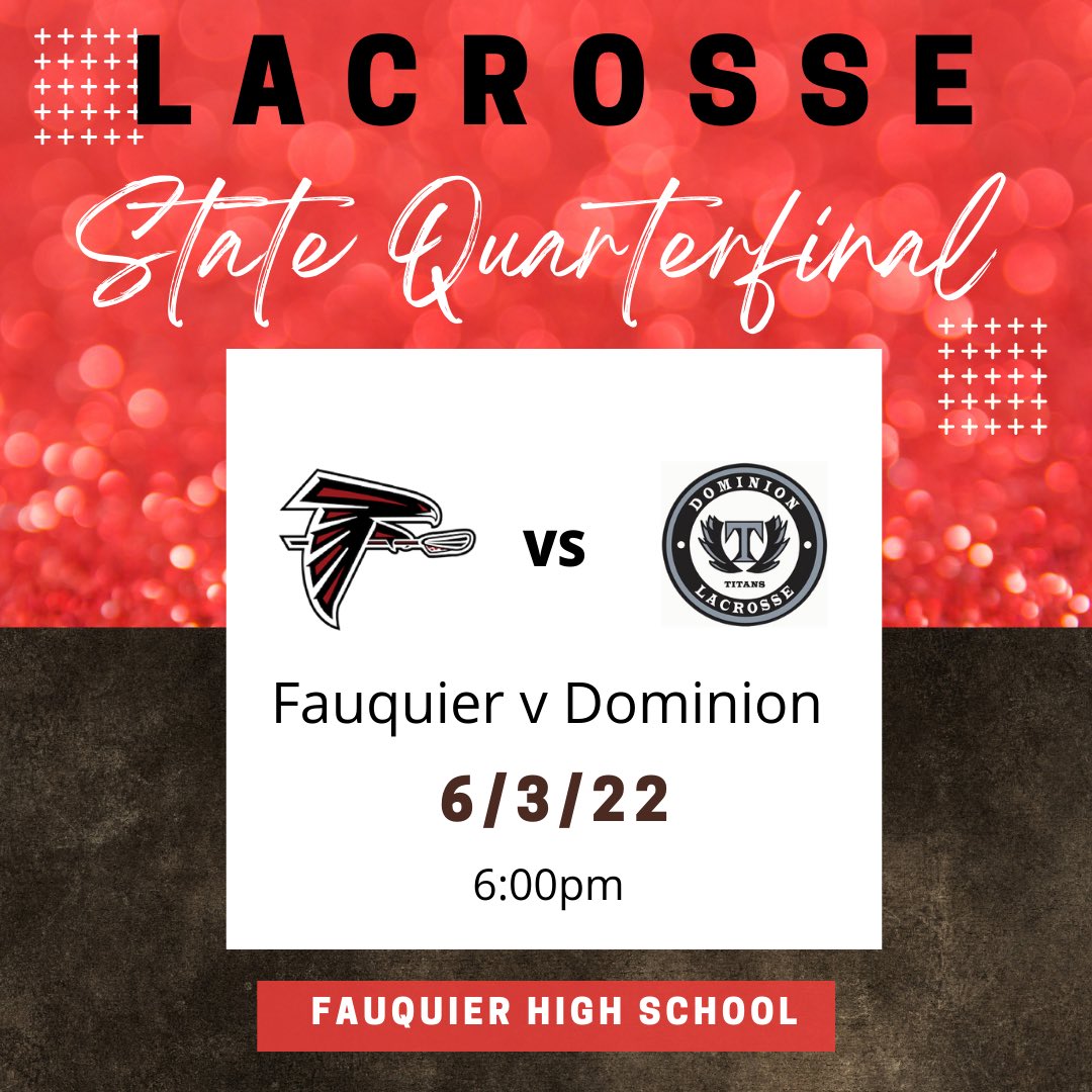 FHSfalconlax's tweet photo. Mark your calendar for this Friday, June 3rd when @FHSfalconlax welcomes @TravelingTitans for a home @VHSL_ #lacrosse game at 6pm. #WeBelieve #AlwaysBelieve https://t.co/Xkh4g9CU10