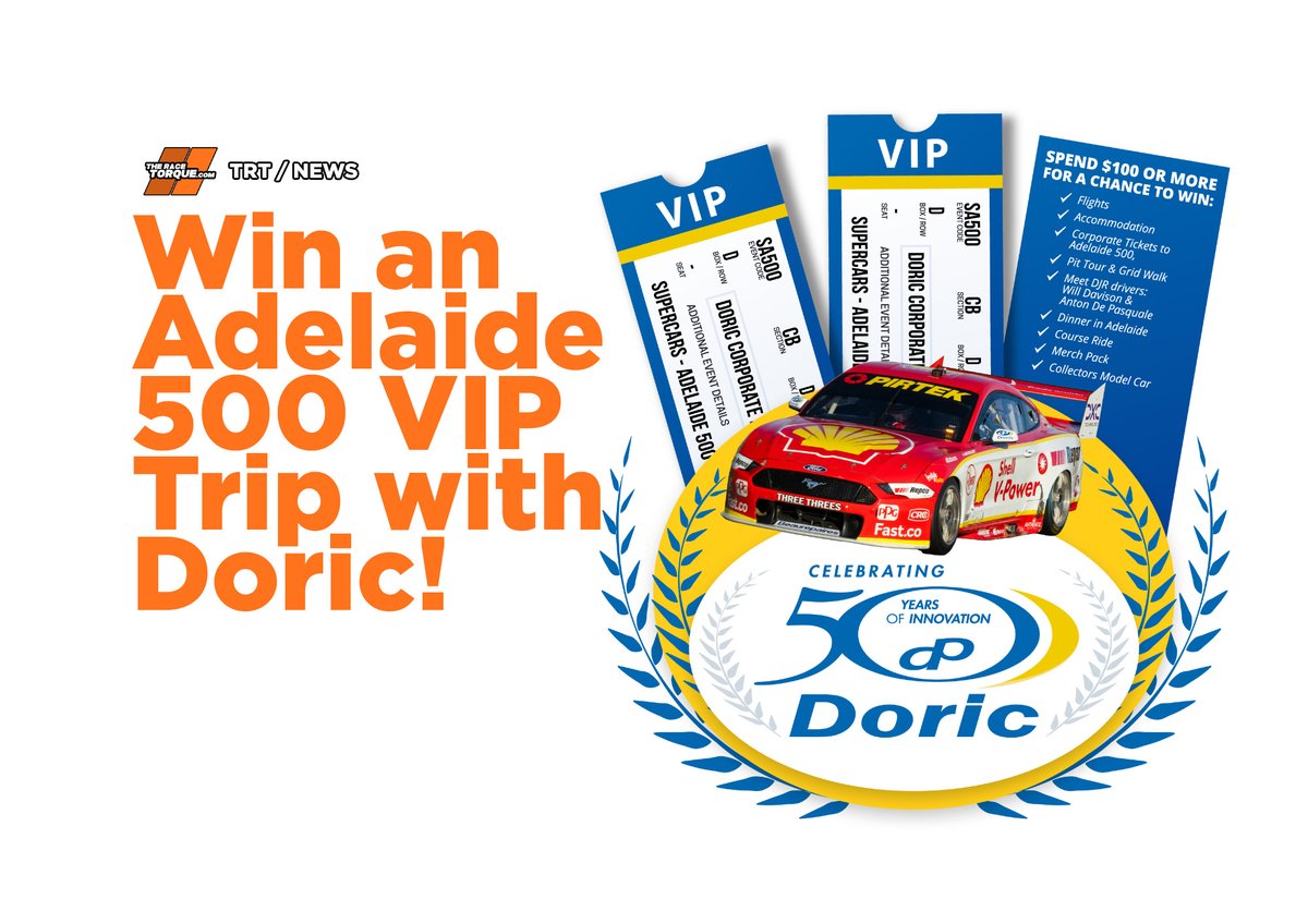 theracetorque's tweet photo. Our friends at @DoricRacing are offering you the ultimate VIP experience at the season-ending Adelaide 500, with a money can't buy prize!
DETAILS > https://t.co/J5Bv4YSDqv #repcosc https://t.co/3X7K8Fbsme