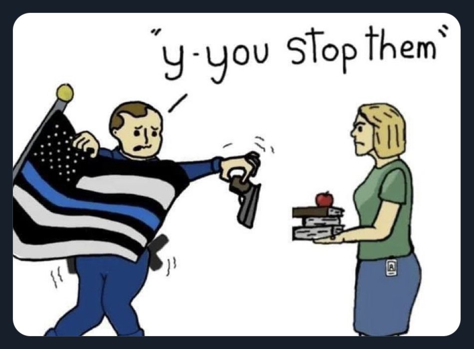 All4Corbin1993's tweet photo. It’s insane to arm teachers.  They don’t even trust us to pick library books! https://t.co/cxy6Y8r4RV