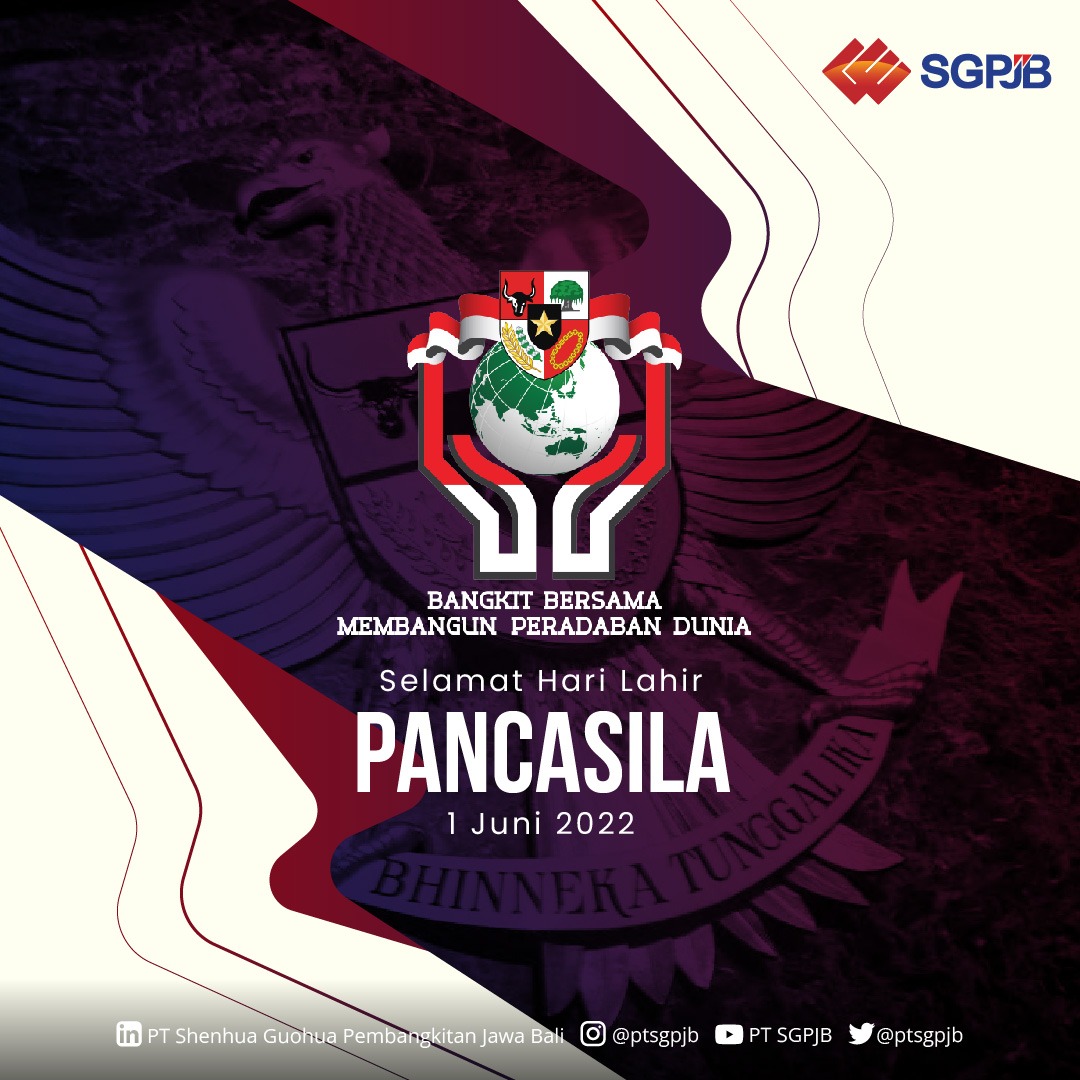ptsgpjb's tweet photo. Mari, bersama #PLTUJawa7 kita jadikan peringatan #HariLahirPancasila 2022 sebagai momentum untuk mengobarkan kembali semangat jiwa Pancasila untuk bangkit bersama membangun peradaban dunia.
Selamat Hari Lahir Pancasila!
#PTShenhuaGuohuaPembangkitanJawaBali #PTSGPJB https://t.co/9V3y9U11DO