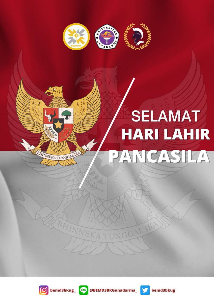 [ HARI LAHIR PANCASILA]

Halo, Businessian🙋🏻‍♂️🙋🏻‍♀️

Pancasila sebagai ideologi negara, tidak sekadar dilafalkan atau dihafalkan tetapi juga harus diaplikasikan dalam kehidupan bermasyarakat, berbangsa dan bernegara.

Selamat Hari Kelahiran Pancasila.
