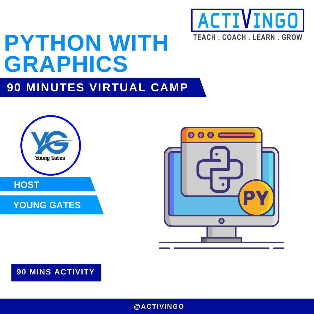 activingo's tweet photo. School is almost out! Need a fun activity to keep the kids sharp?
Try Python with Graphics hosted by Young Gates on Activingo!

https://t.co/mgecIjza7k

Date of Activity: June 6, 2022
Start time: 07:00 AM
Duration of Activity: 90 Minutes
Age: 9 - 12 Years https://t.co/X9tbxEDjuz