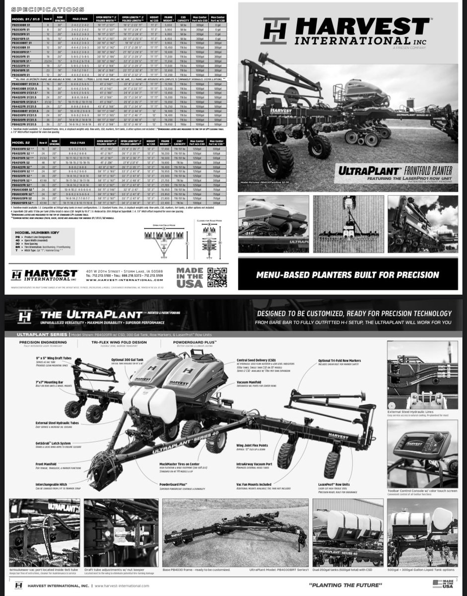 Precision_SFS's tweet photo. 🚨Featured Product🚨 - Available for 2023 Planting Season-Harvest International UltraPlant Front Fold Planters

Let us build your dream planter! Fully customizable for Precision Planting or Ag Leader with tons of features and add-on options. https://t.co/E4OgF3E6Aw