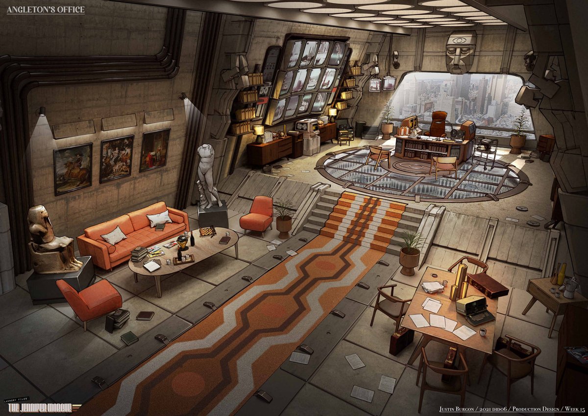 FengZhuDesign's tweet photo. Beautiful 70s vibe set designs by recent FZD grad, Justin Burgon. Love the form language and color schemes. https://t.co/OnZjEqAN0D
