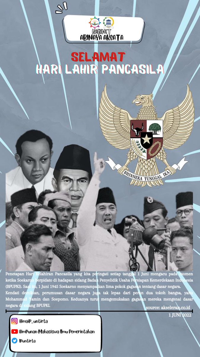 [SELAMAT HARI LAHIR PANCASILA]
_______________________
Departemen Media dan Informasi
Kabinet Abinaya Aksata
HIMA IP FISIP UNTIRTA