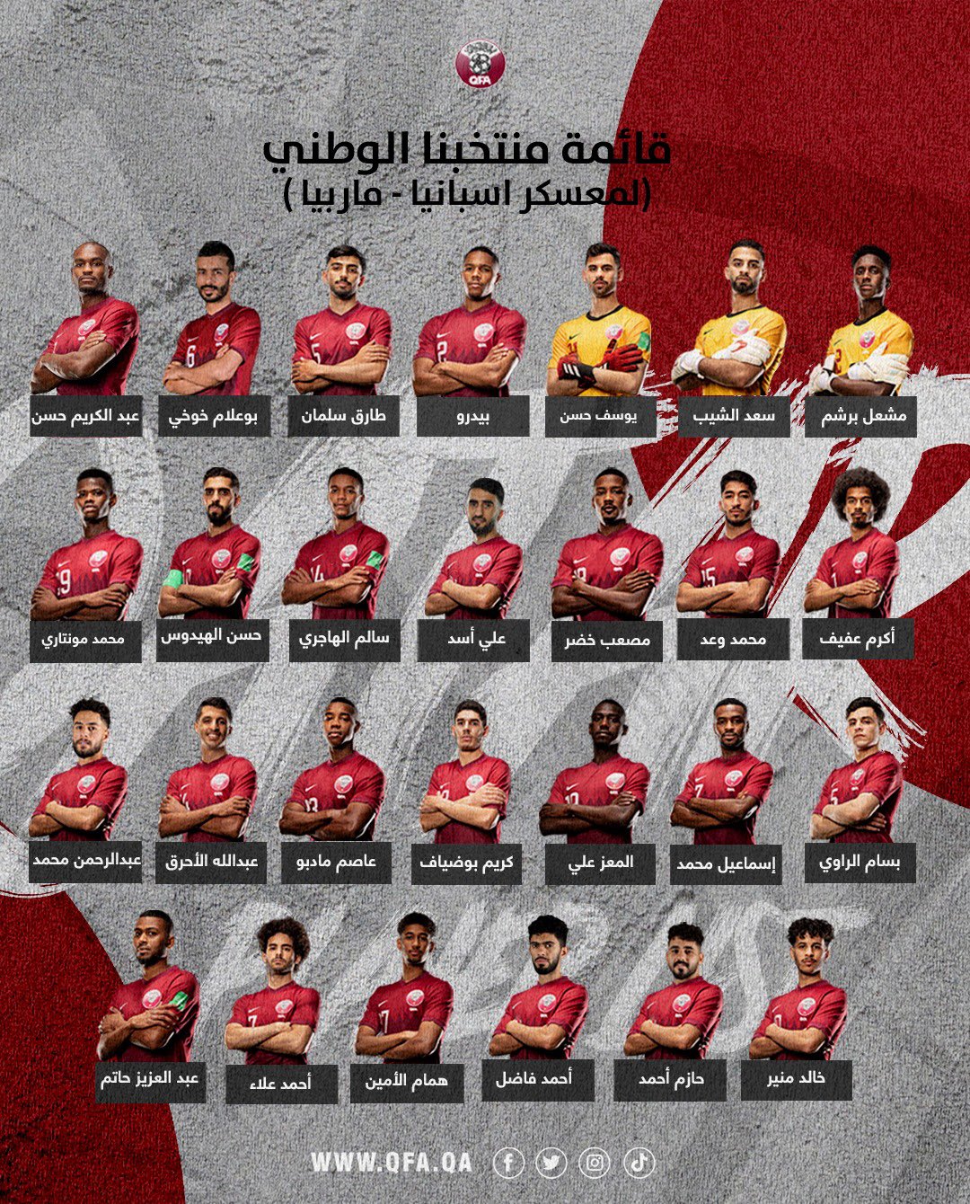 Alsadd S C Japan 1 2 公式 現地時間の6月2日から6月28日まで スペインでキャンプを行うカタール代表のメンバーにアルサッドから12選手が選出されました 1メシャール バルシャム 2サアド アッ シーブ 3ペドロ ミゲル 4タレク サルマン 5