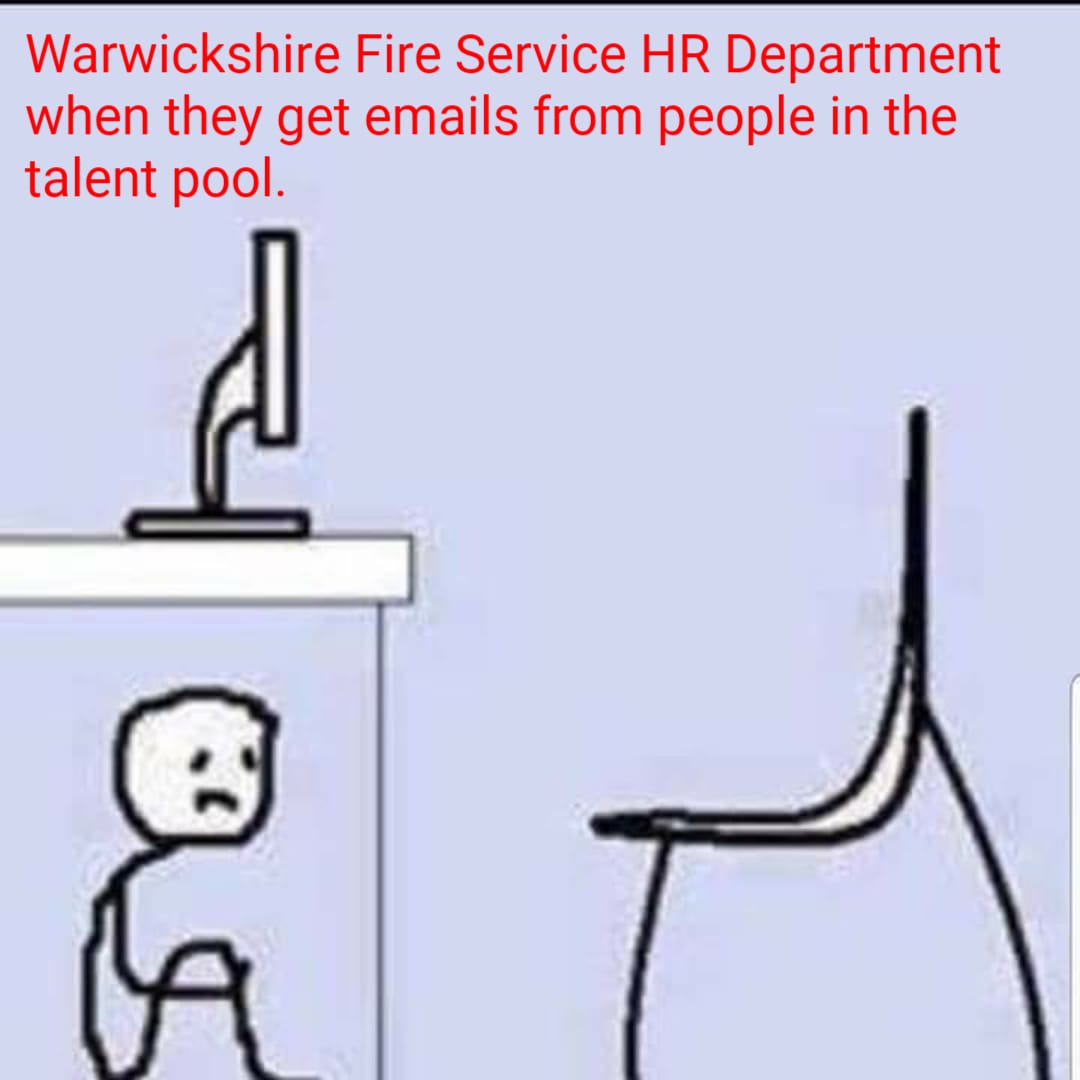 Jouser85's tweet photo. @WarksFireRescue @PaulMorleyFire

@RAllenFRS
@BenBfire
@NFCC_FireChiefs 

New recruitment drive yet you still have around 20 - 30 people in the 'talent pool' from the previous campaign. Talent pool not due to expire until December 2022. 
No response from HR when queried. https://t.co/rhG5ADjW6z