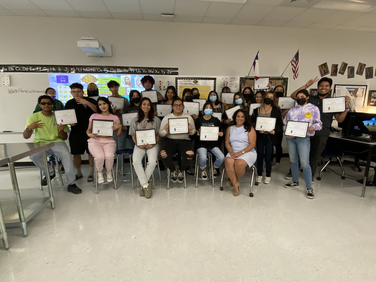caguil20's tweet photo. Congratulations to all my students on their TSFA- Certifications!!! Well Done!!💐💕💐💕💐💕@EDAztecs_HS @nsallis_EDHS @Counselors_EDHS https://t.co/Abue5rdtFG