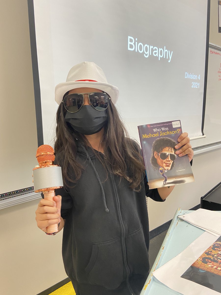HollySchool's tweet photo. We had some visitors today at Holly! I saw Michael Jackson, Mozart, Leonardo da Vinci, and George Lucas to name a few! #msparksclass #biographies #dressup @deltasd37 https://t.co/ILXZ4raozN