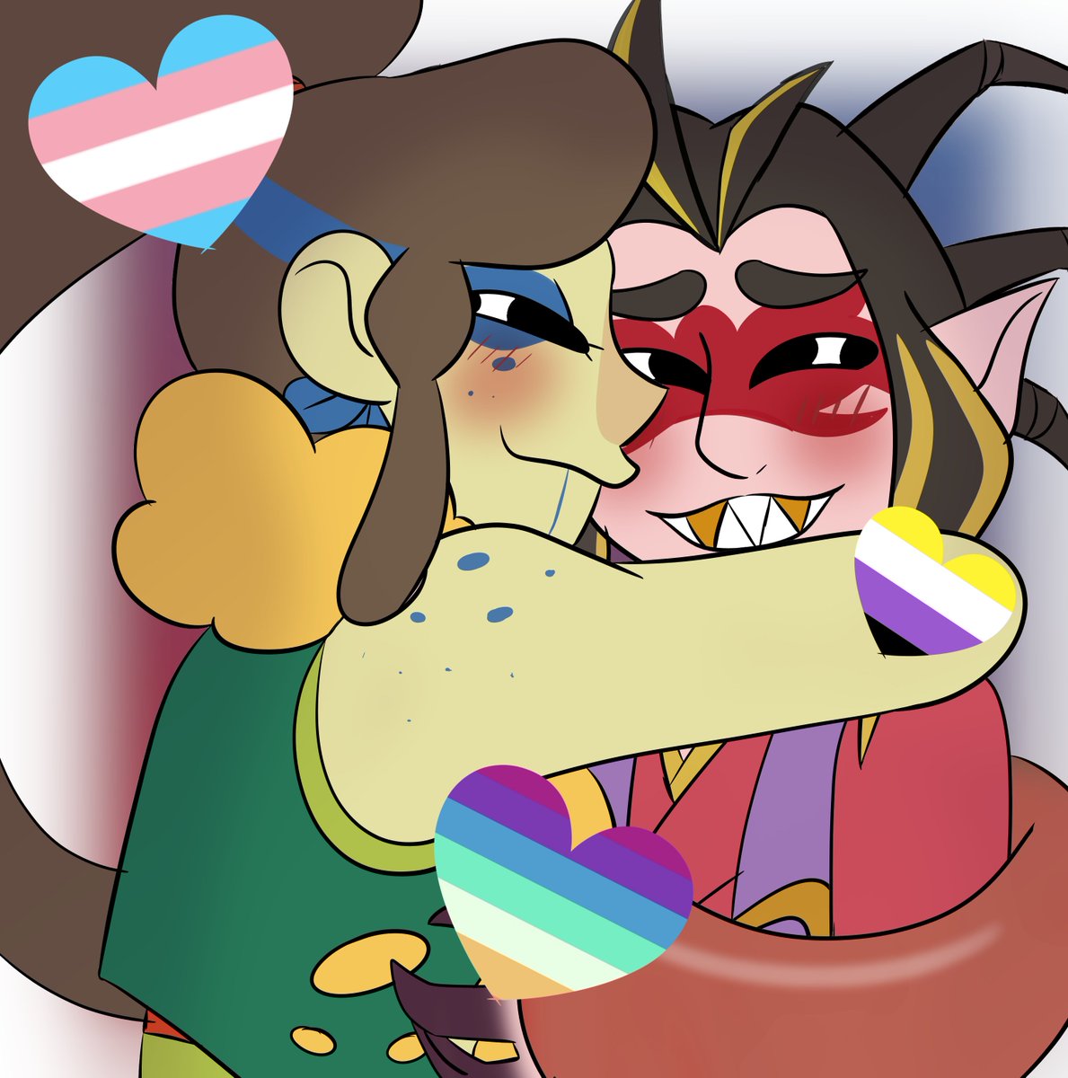 They_Them_Genre's tweet photo. im going 2 bed so have a early pride dooble
they aint fighting atm so they get to kiss---
#yokaiwatch #yokaiwatchfanart #toadaldude #arachnus https://t.co/pPilGSEDE1