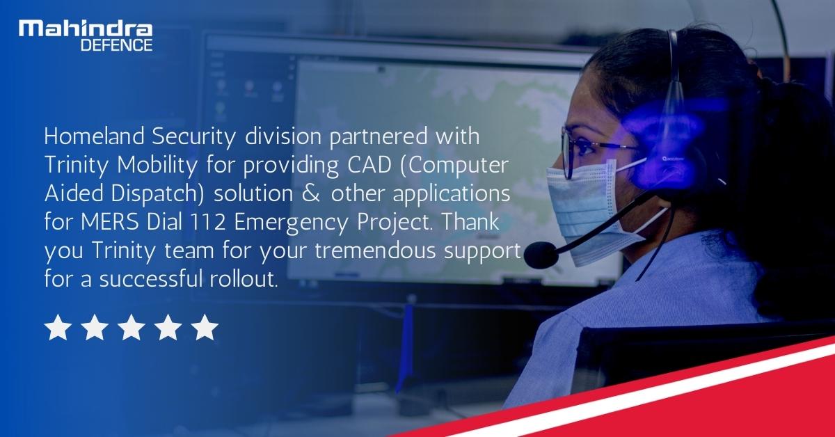 mahindrassg's tweet photo. Thank you @trinity_iot for your support in successfully rolling out Maharashtra Emergency Response System Dial 112 Project. 

#MahindraDefence #HomelandSecurity #Maharashtra #EmergencyResponseSystem #Partners https://t.co/4Zn62Qp642