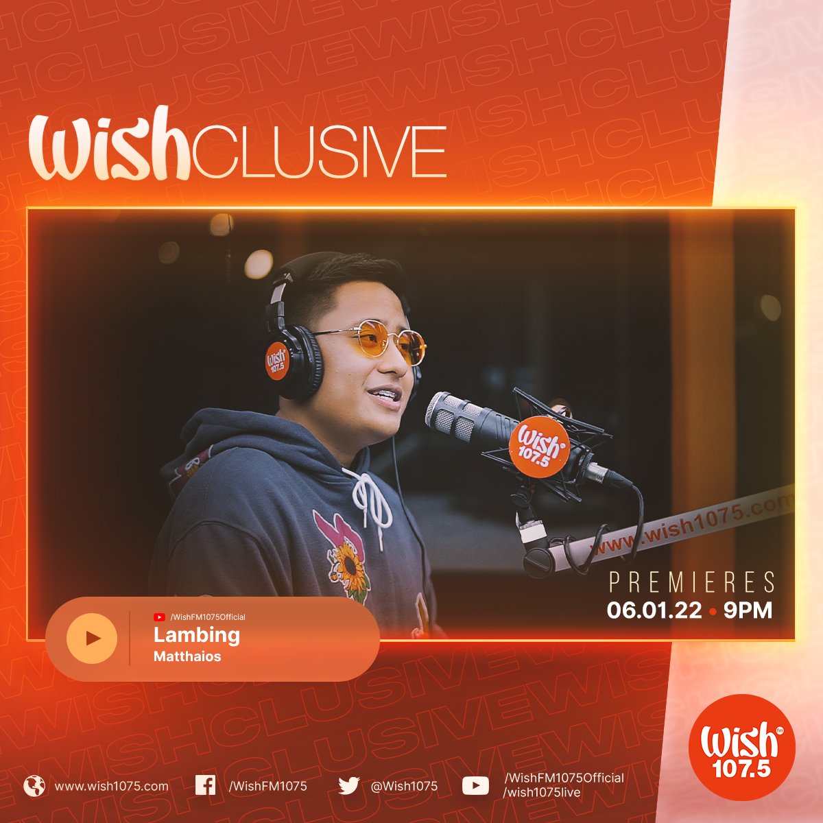 wish1075's tweet photo. Matthaios returns with a new Wishclusive featuring his song, "Lambing"! The video drops on our YouTube channel at 9 p.m. PHT! https://t.co/PWxEzQ9DeM