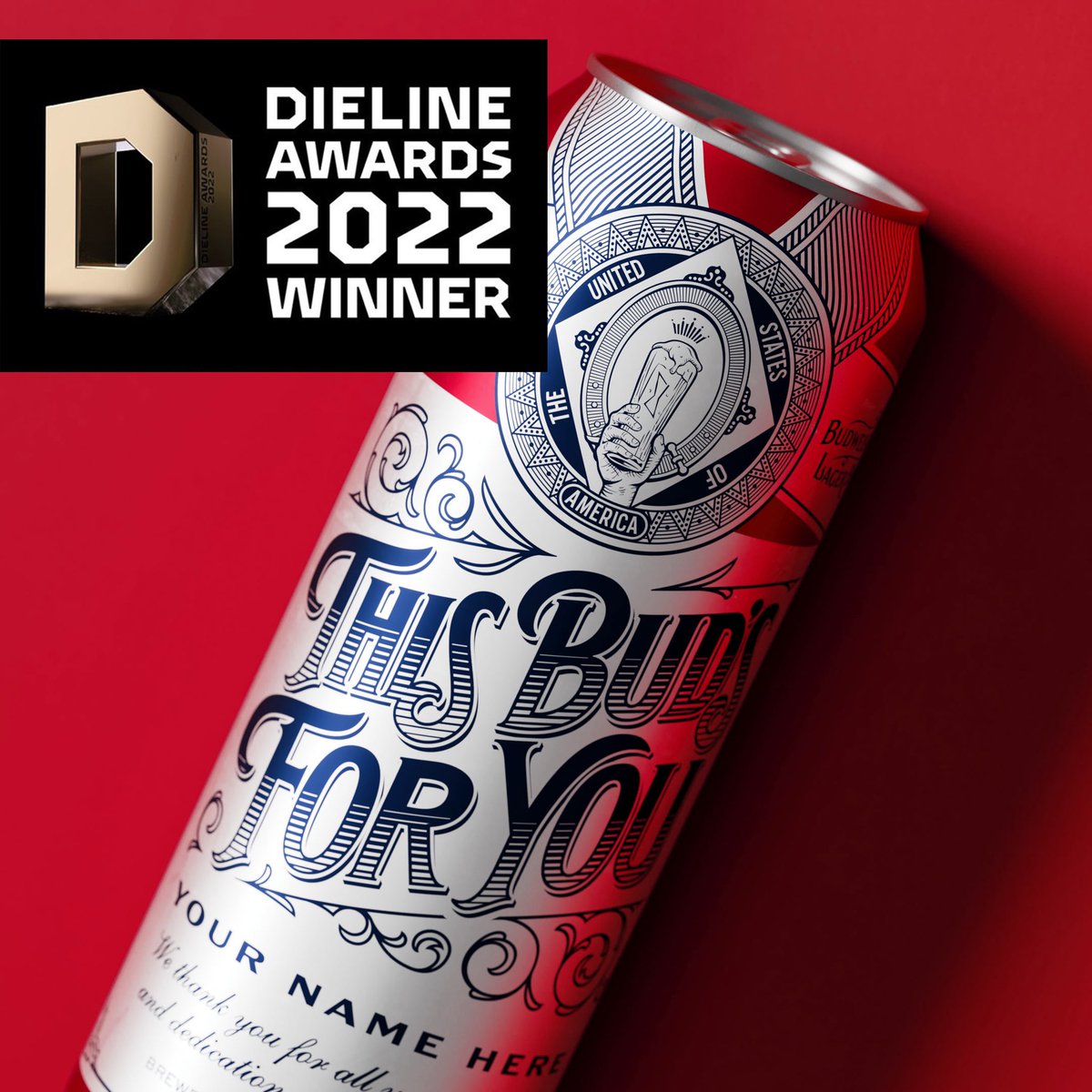 Really proud to have won a bronze <a href="/TheDieline/">Dieline</a> award for our work with <a href="/budweiserusa/">Budweiser</a> to celebrate Labour Day in the US, we created a limited edition piece of packaging and interactive social media campaign. #branding #packaging #beer #designaward