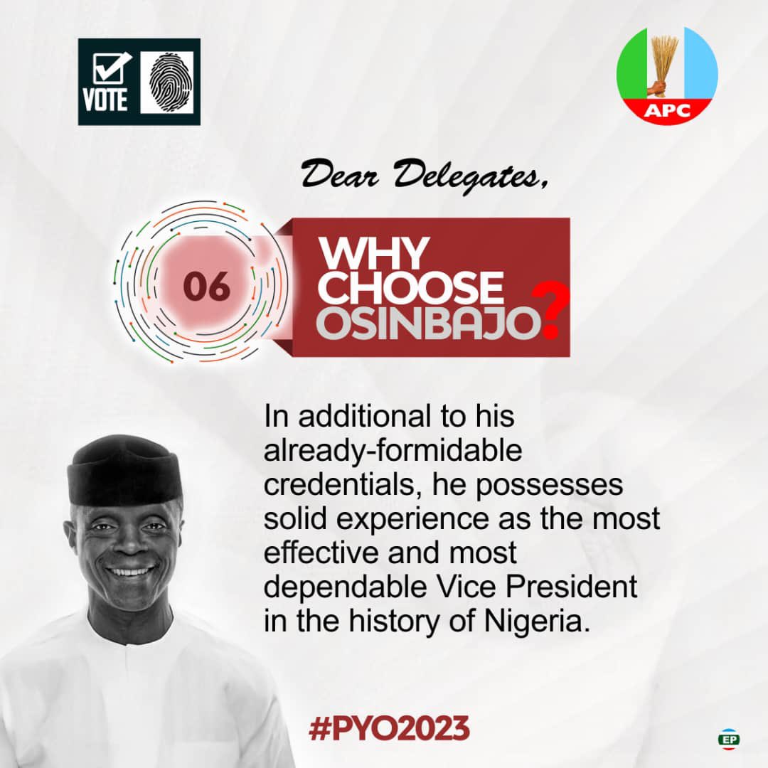 Insidearewa's tweet image. Why Choosing Prof Yemi Osinbajo SAN is the best option #PYO2023 #DelegatesGiveUsOsinbajo