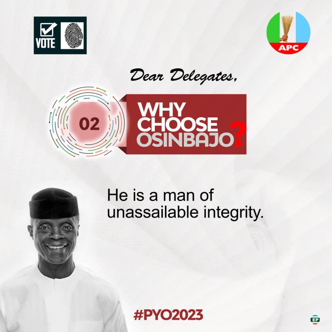 Insidearewa's tweet image. Why Choosing Prof Yemi Osinbajo SAN is the best option #PYO2023 #DelegatesGiveUsOsinbajo