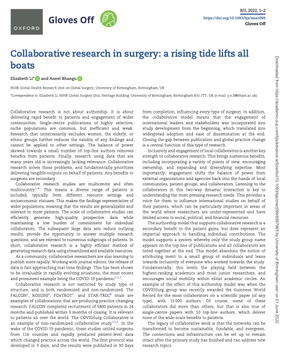 Collaborative working has been the most disruptive/positive force in clinical surgical research the last decade or so. Couldn't agree more with @BJS piece. Time to break down the silos. 

<a href="/VascResearchNet/">VERN</a> <a href="/aneelbhangu/">Aneel Bhangu</a>