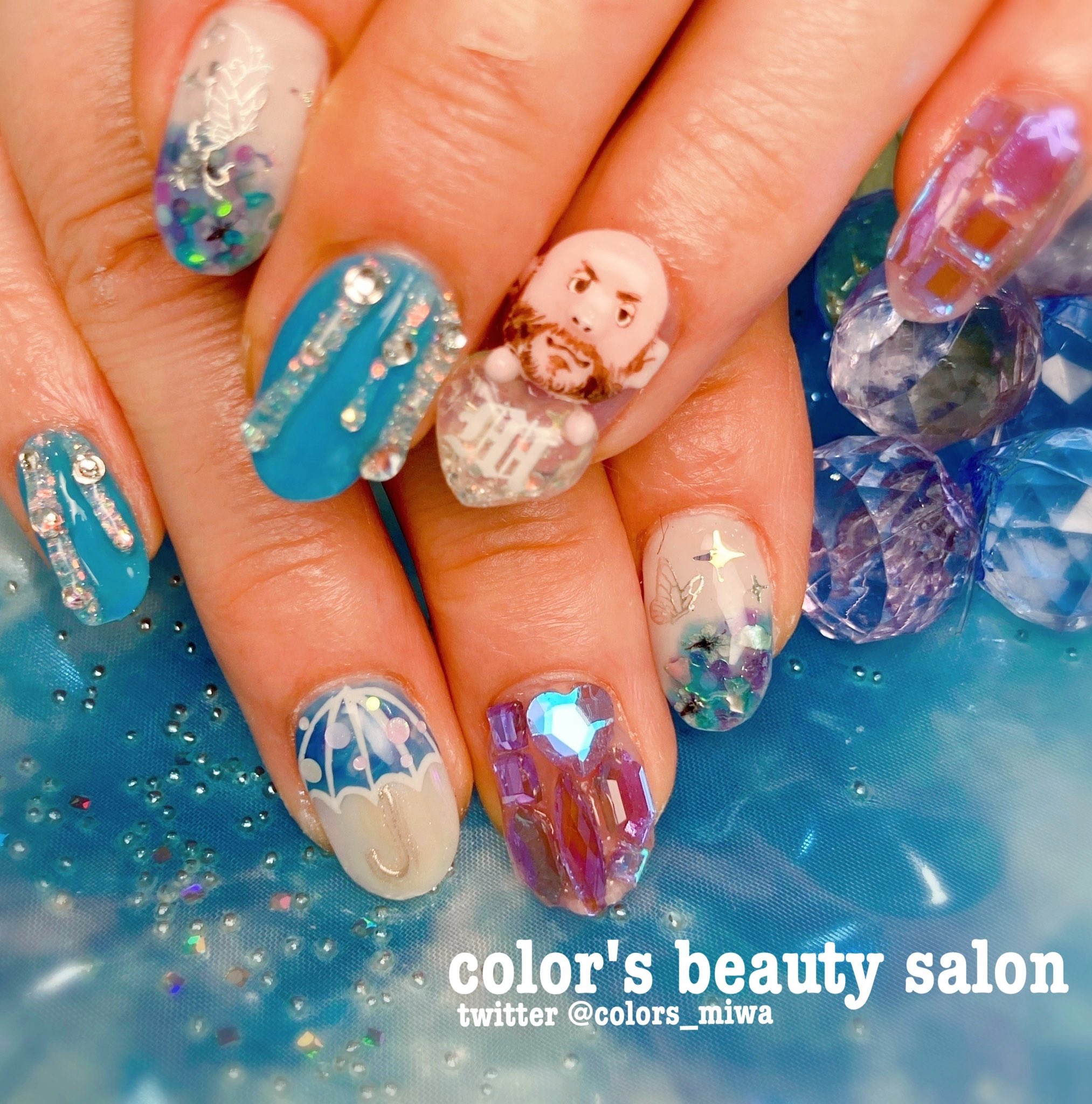 Color Sタカハシミワ お客様オーダー カナダ出身のプロレスラー マイケル エルガンさんと梅雨ネイルの組み合わせをおまかせオーダーで施術させて頂きました 梅雨ネイル 痛ネイル 雫ネイル 虹ネイル T Co X709jje4hw Twitter
