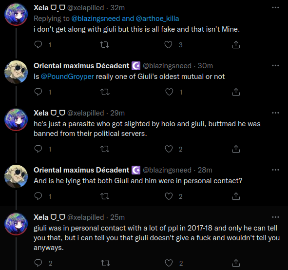 SadStrasserite's tweet photo. After the Giuli cultists damage control by giving indirect answers and sweeping things under the rug @xelapilled decides to unblock. Are your masters getting scared now? https://t.co/xOmNxrAbV9