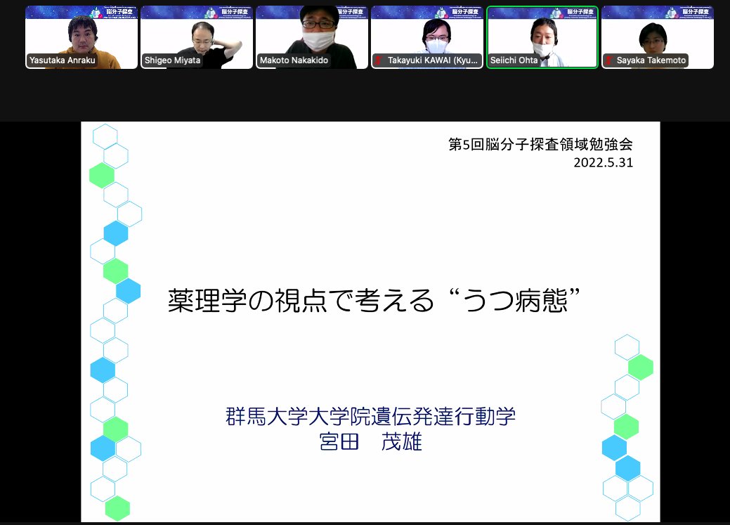 Hayabusa_brain's tweet photo. 第五回領域内勉強会(群馬大学薬 宮田先生)をオンラインで開催しました。 https://t.co/O97Hy8lPk9