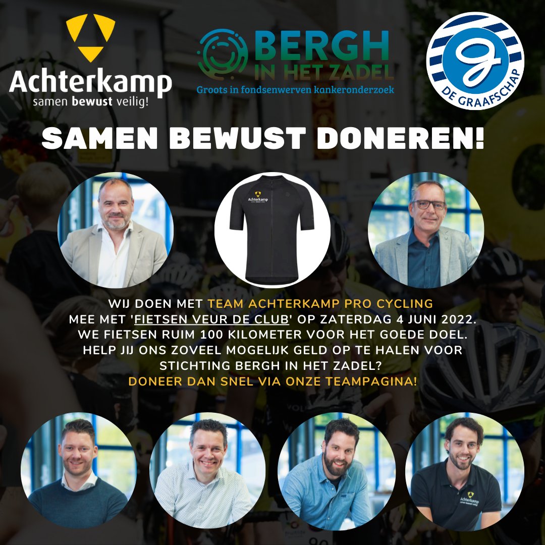 🚴🏼| Aankomende zaterdag doen wij met ons team mee met #Fietsenveurdeclub

Onze collega's Tim, Noud, Tom, Robin, Joost &amp; Stefan fietsen ruim 100 kilometer voor het goede doel.💪

Help jij ons om zoveel mogelijk geld op te halen voor <a href="/berghinhetzadel/">berghinhetzadel</a>?👇

donaties.berghinhetzadel.nl/team/team-acht…