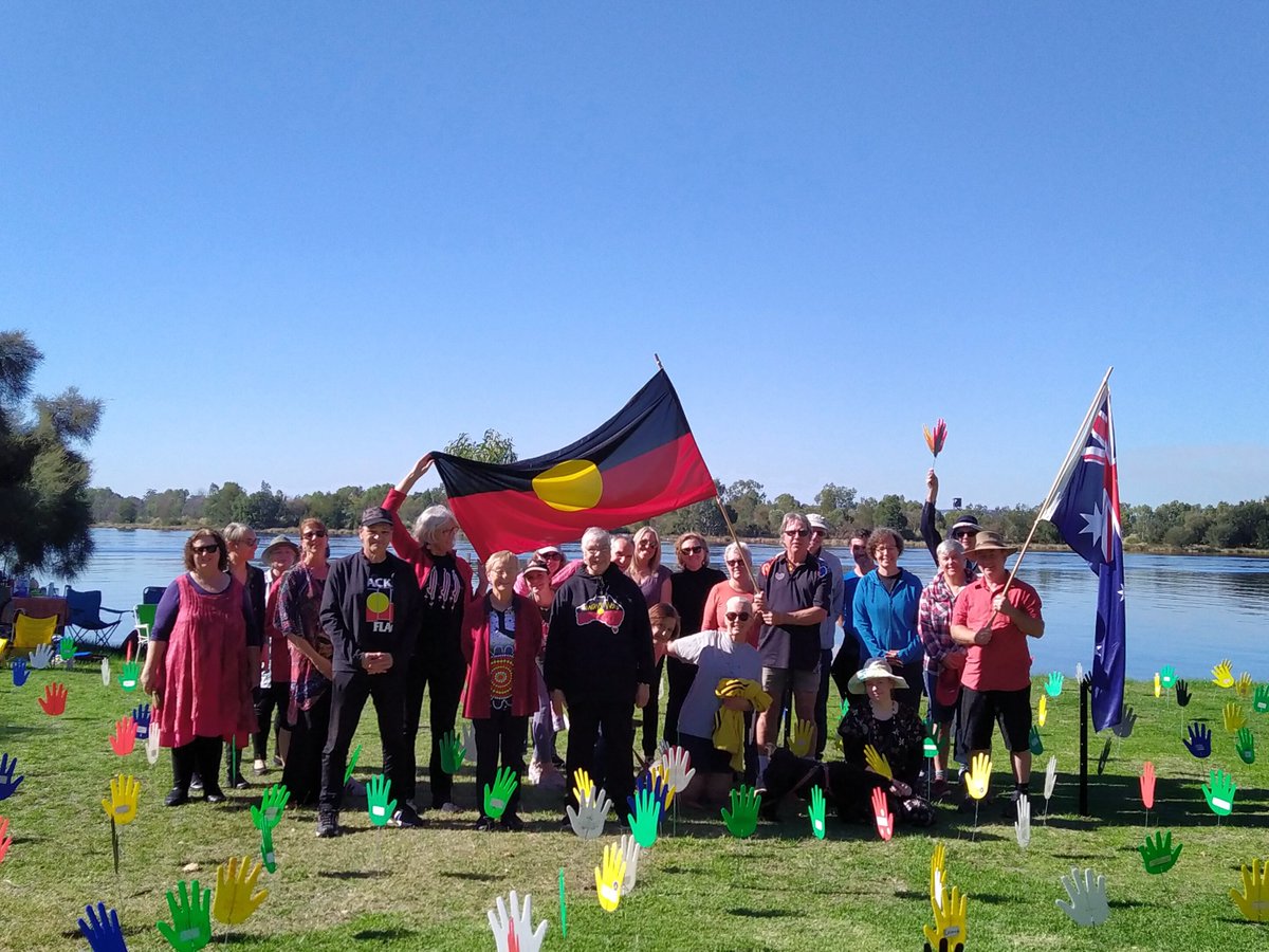 OneWorldCentre's tweet photo. A wonderful morning for young and old at Warndoolier (Banks  Reserve) celebrating National Reconciliation Week 22. Sharing stories and walking the Sea of Hands Reconciliation Labyrinth guided by Aunty Veronica and Paul Willaway. https://t.co/iFY9OanZTV
