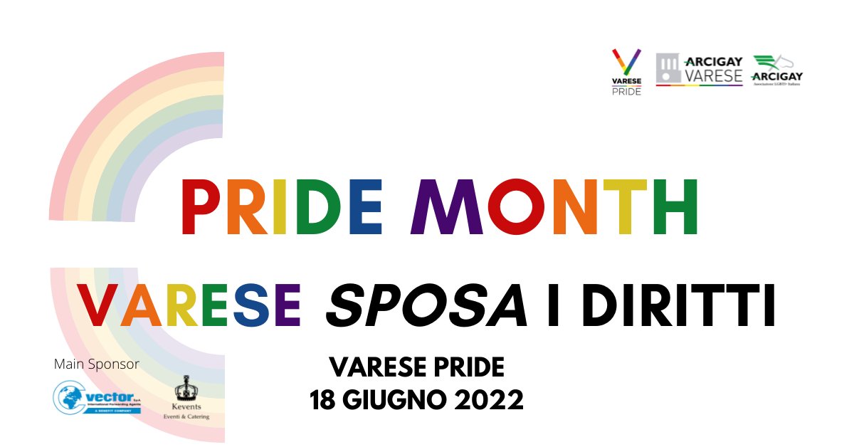 varesepride's tweet photo. 1 giugno - Pride Month 🏳️‍🌈

Auguriamo a tutt* Buon Mese del Pride!

Sabato 18 giugno vivremo insieme il Varese Pride 2022 sotto lo slogan VARESE SPOSA I DIRITTI

#pridemonth
#varesepride2022 https://t.co/bTxMvVPMtW