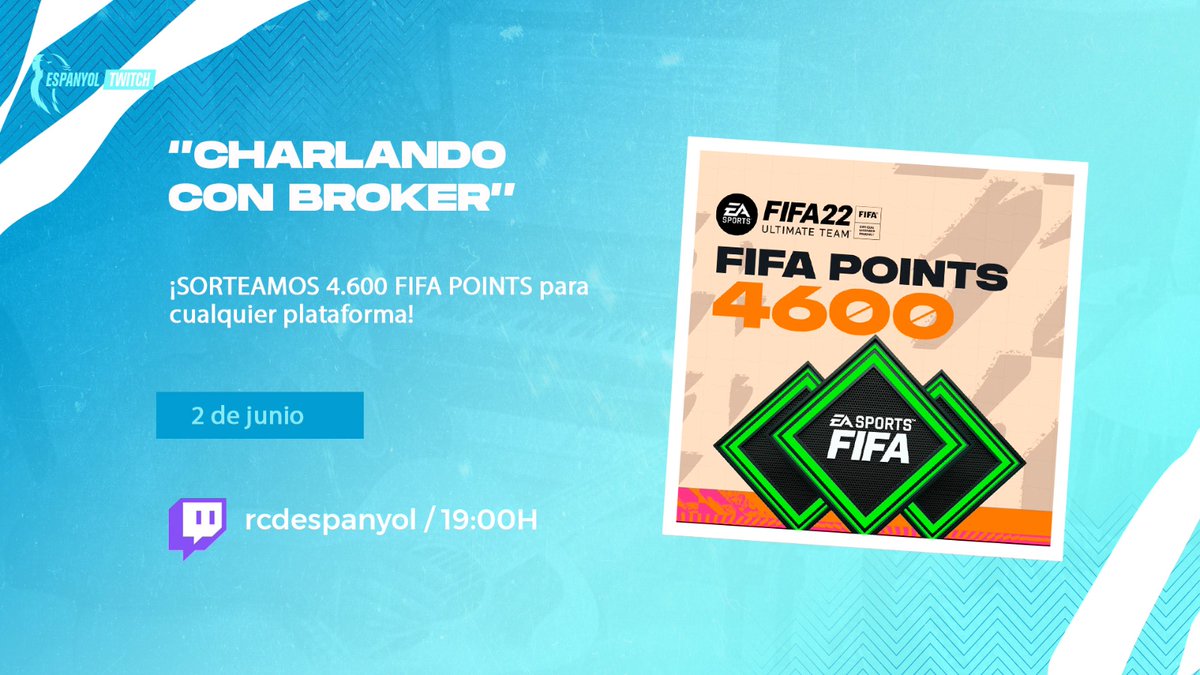 📣SORTEO📣

🎁Tenemos 4.600 #FIFAPOINTS que queremos sortear entre vosotros. 
¿Cómo participar?
➡️Follow + RT

🌟Anunciaremos ganador en el directo de mañana con <a href="/BROKER__21/">BROKER_21🚌</a> y <a href="/FIFAntastic/">FIFAntastic</a> a las 19h por nuestro canal de Twitch twitch.tv/rcdespanyol.

¡Mucha suerte!💙🤍

#RCDE