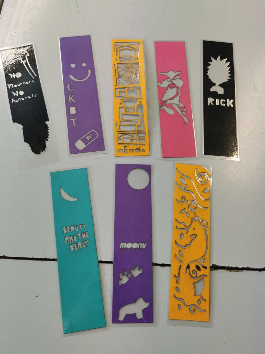 TrinityEdinDT's tweet photo. A collection of our S1 bookmarks from our CAD/CAM project. We love a lasercutter! @TrinityAc_Edin https://t.co/U3ozKdBxXp