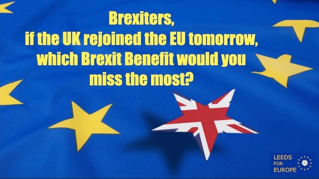 A question for those who still support Brexit:

If the UK rejoined the EU tomorrow, which Brexit Benefit would you miss the most?