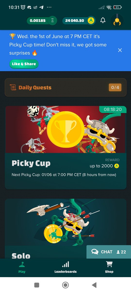 JonDenFrie's tweet photo. Wow, Today is the beloved Crypto Live Picky Cup! Join us and have fun!

Register now and prepare! 
200 Pickies ($2) on signup
https://t.co/83IvBixLSD

Tests your stress levels with quick decision making!

#cryptopick  #Ethereum #ETH #FreeCrypto #multiplayer #games

@CryptoPickHQ https://t.co/VdL5WmjmPe