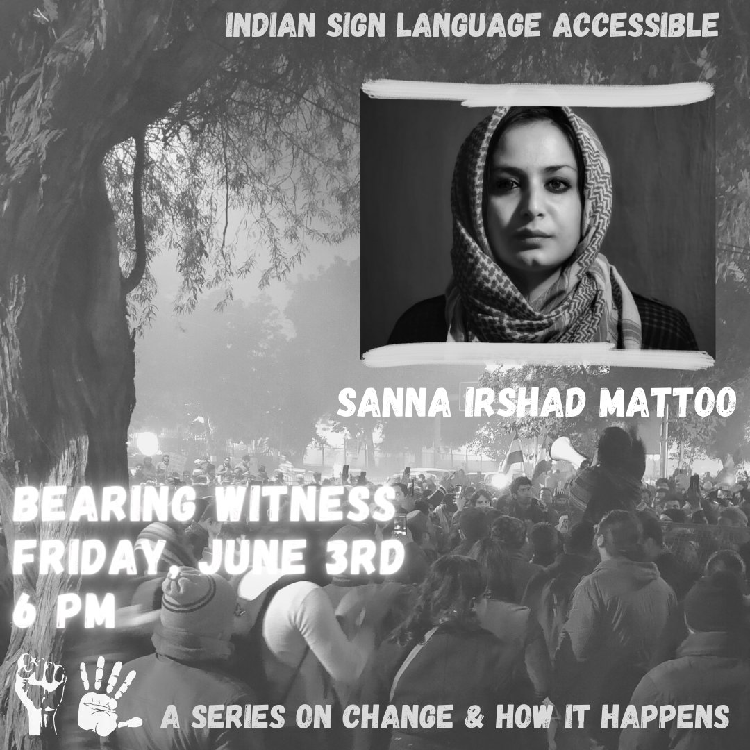 GatherSisters's tweet photo. Sisters, 

Bearing Witness truthfully, with integrity is an act of Resistance. Meet us for stories &amp; sisterhood with our brilliant journo guests @mattoosanna, @shivangi441 &amp; @Bhashak

Guest bios: https://t.co/S0Xa2FSTeV
Host: @johriamrita 
Register here: 
https://t.co/BEn0uhyFOF https://t.co/D8b9X6024h