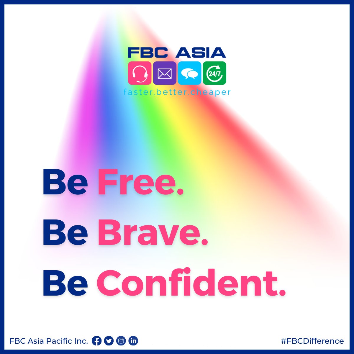 FBCAsiaPacific's tweet photo. FBC Asia Pacific celebrates diversity and inclusivity this #PrideMonth.🌈
Happy Pride Month!!🌈

#diversityequityinclusion #Pride2022 #FBCDifference #LGBTQ2IA #LGBT https://t.co/NOBAt48dUq