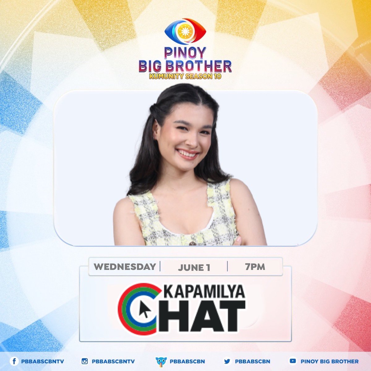 PBBabscbn's tweet photo. Join na sa kwentuhan ngayong Wednesday night kasama ang Pinoy Big Brother Kumunity Season 10 BIG WINNER, Anji Salvacion | 7PM LIVE sa Kapamilya Chat✨ #PBBKumunity #PBB https://t.co/DDhpBHCf10