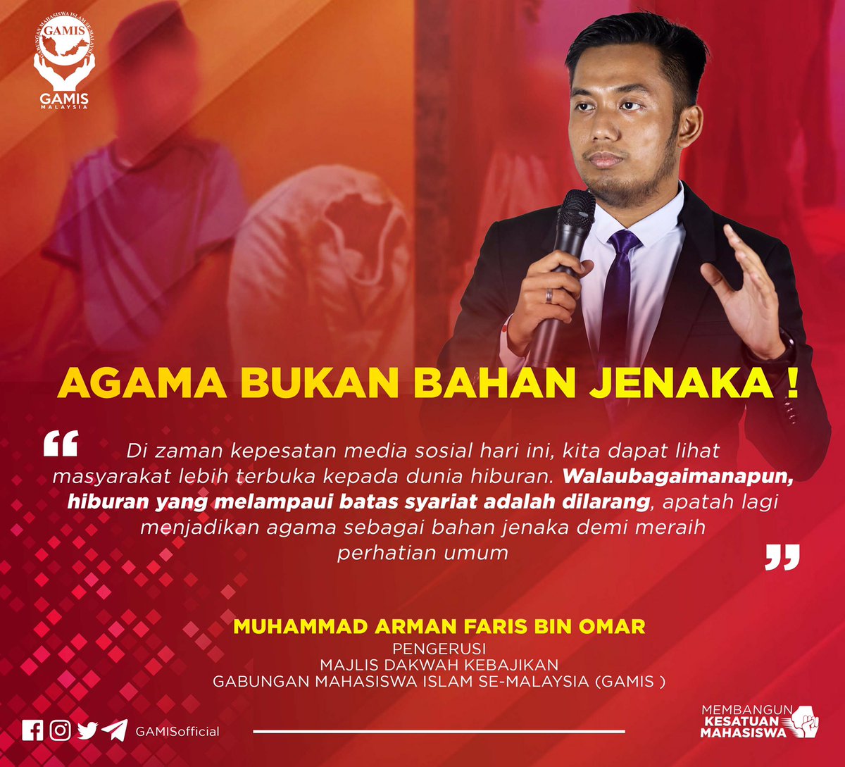 [ AGAMA BUKAN BAHAN JENAKA! ]

Allah mengangkat agama Islam sebagai satu agama yang mulia dan menjadi kewajipan kepada setiap umat Islam untuk menjaga dan memartabatkannya. Kelakuan yang tidak senonoh oleh mana-mana pihak akan mendatangkan tanggapan buruk bahkan boleh menjatuhkan