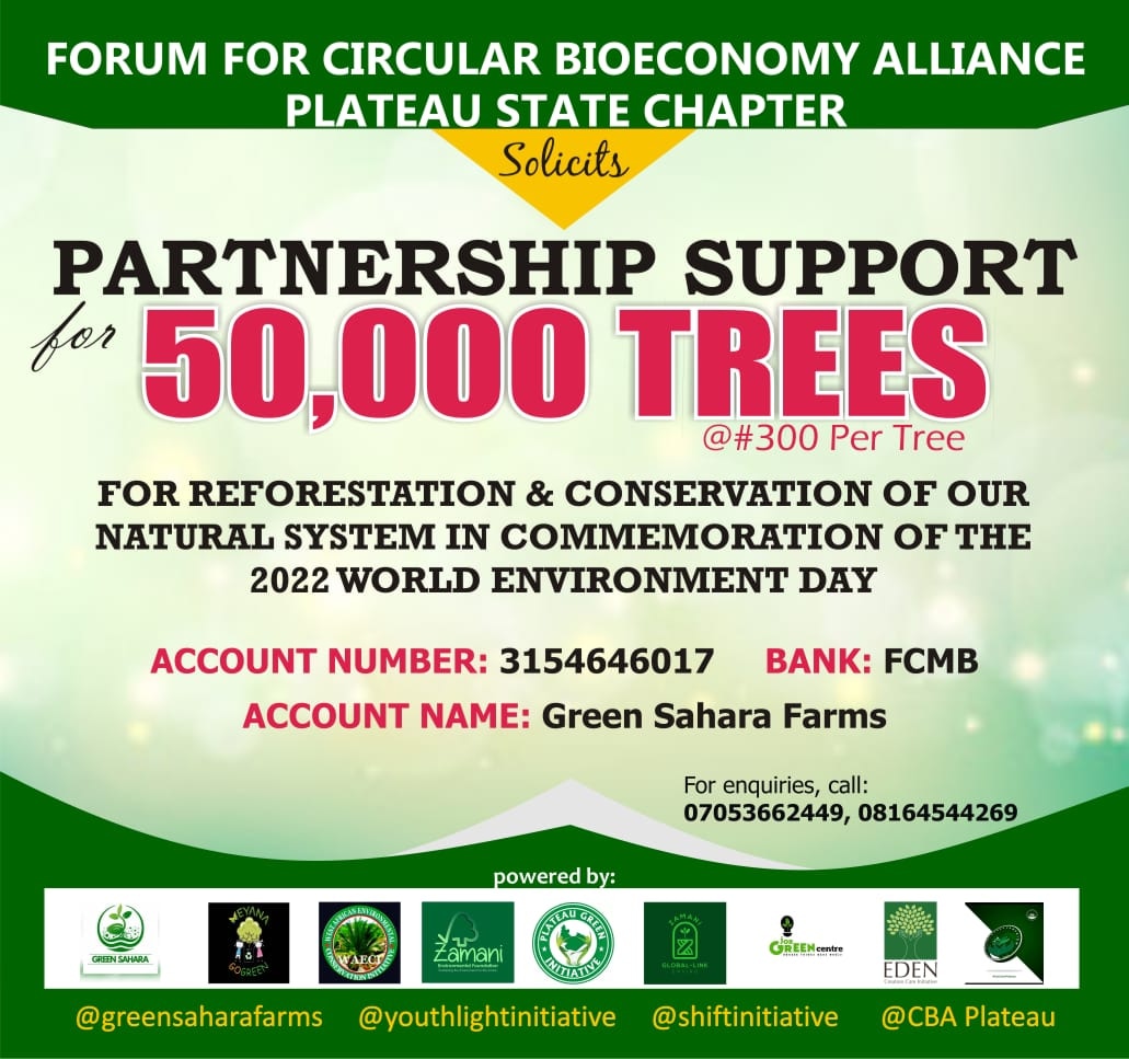 cbaplateau's tweet photo. Only N300 per tree. Contribute towards a sustainable environment. Let us save our #onlyoneearth ! You can register for the walk on this link
https://t.co/w5kxrRL3UH https://t.co/l9uknfU96B