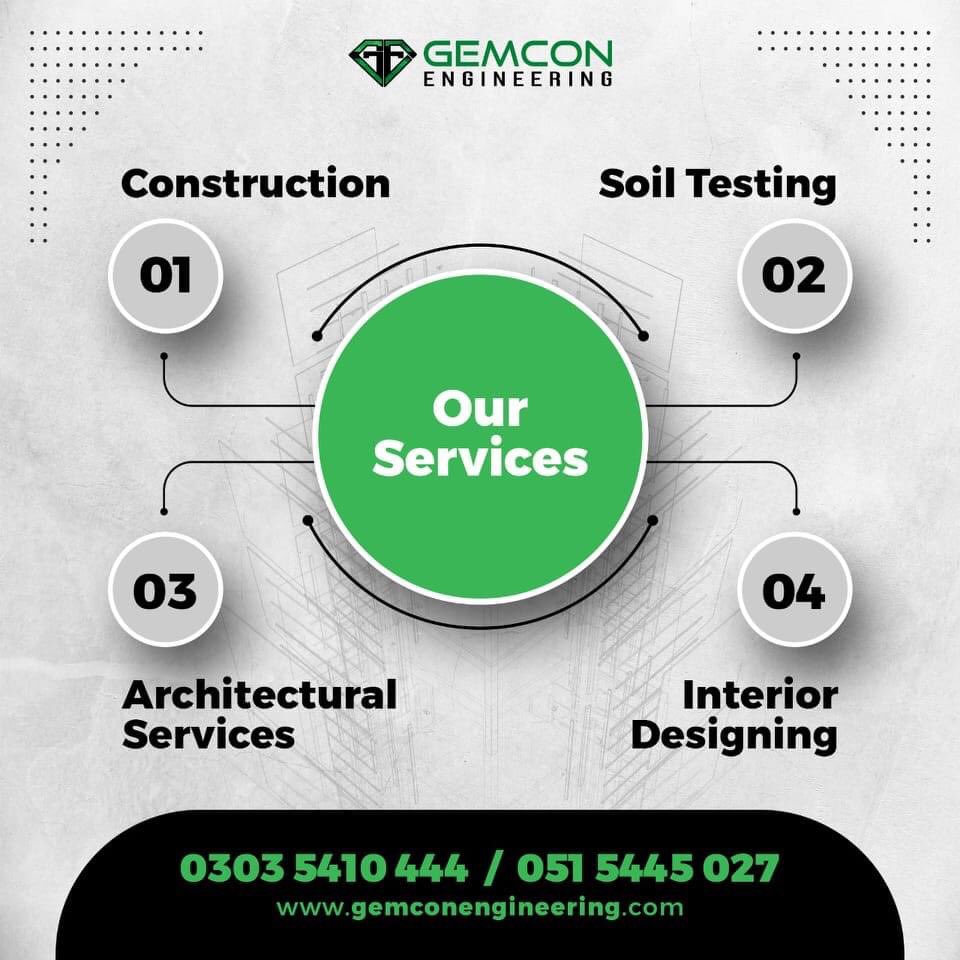 gemcon_eng's tweet photo. From Gemcon you can get following services with best quality &amp; price.

✔️ Construction 
✔️ Architectural Design
✔️ Soil Testing 
✔️ Interior Design
For more details contact us at 
📞 +92 303 5410444

#gemconengineering #construction #architecture #designing #soiltesting #maps https://t.co/gW8VdqMA86